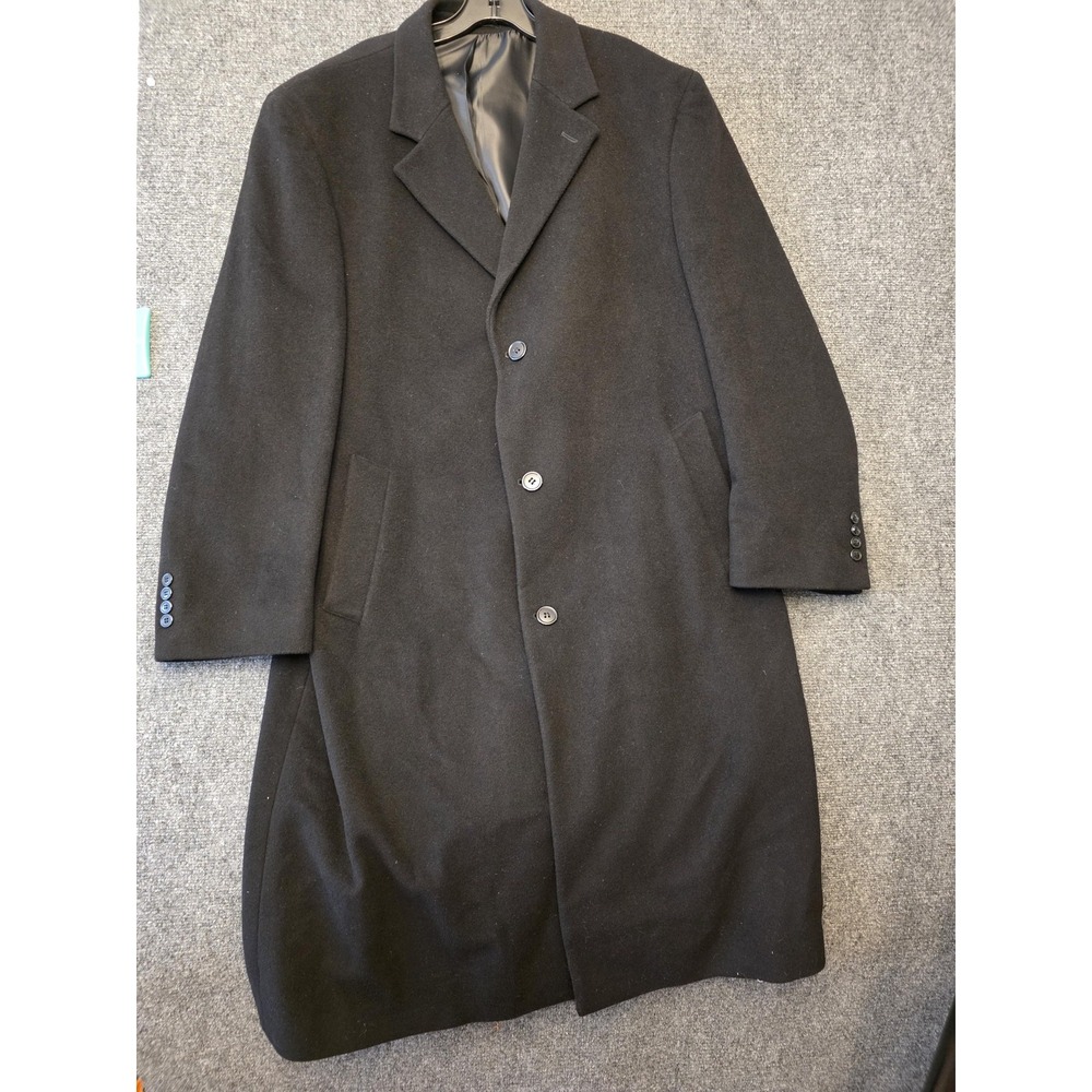 Weatherproof Coat Mens 44 Black Cashmere Blend Long Overcoat Formal Dress Lined